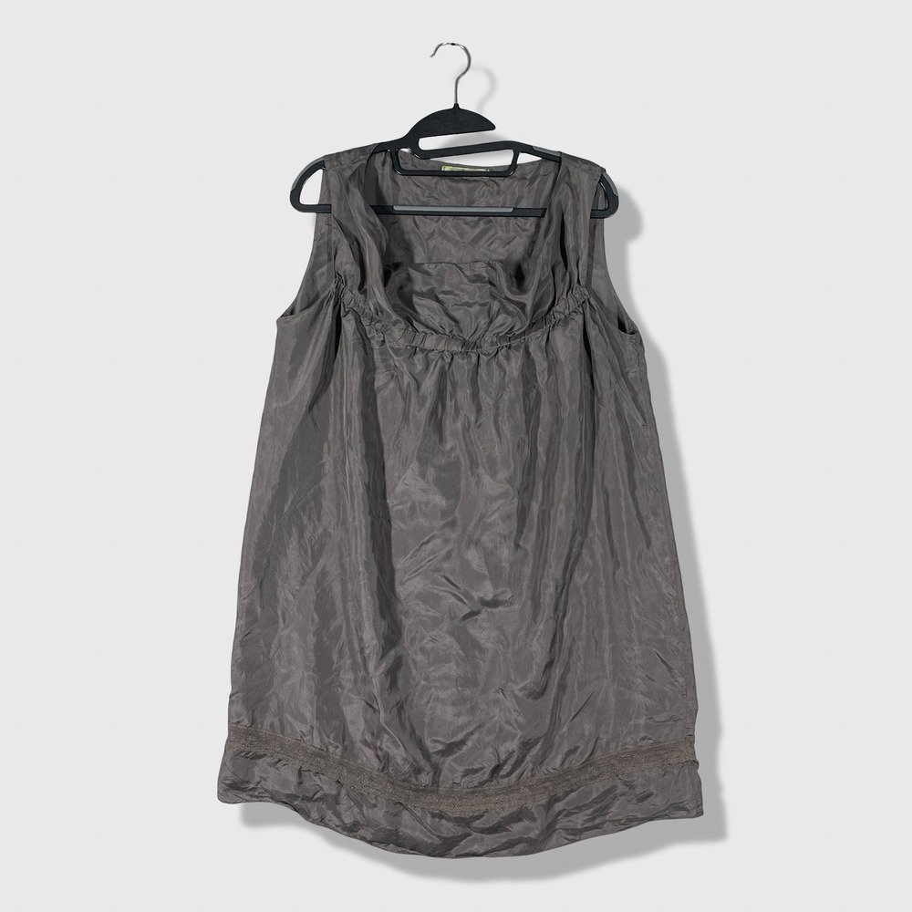 Velvet‎ Silk Shift Dress Women Medium Gray Boho Chic Luxe Sleeveless Mini